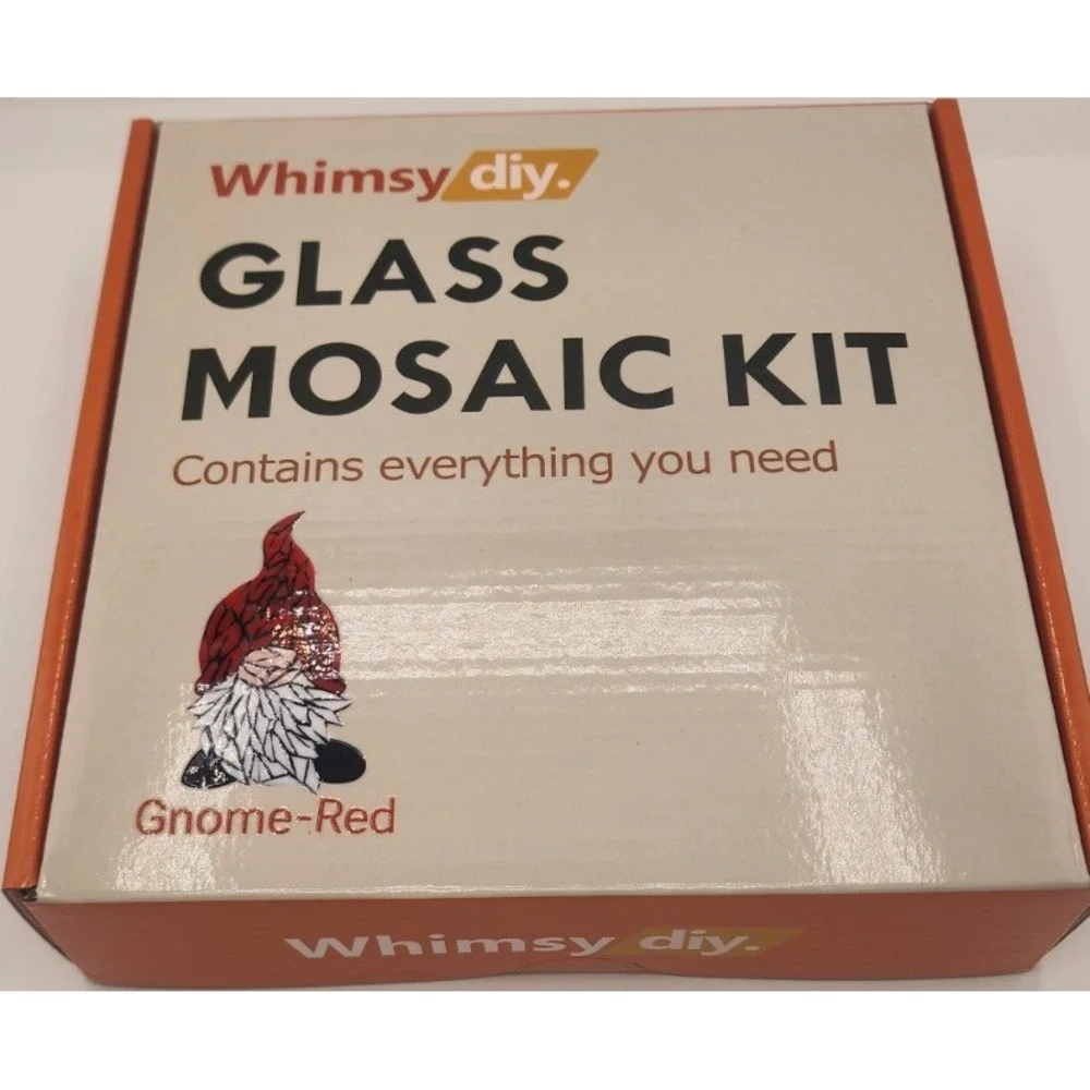 Whimsy DIY Glass Mosaic Kit Gnome-Red Handmade Craft Set All-In-One Art Project